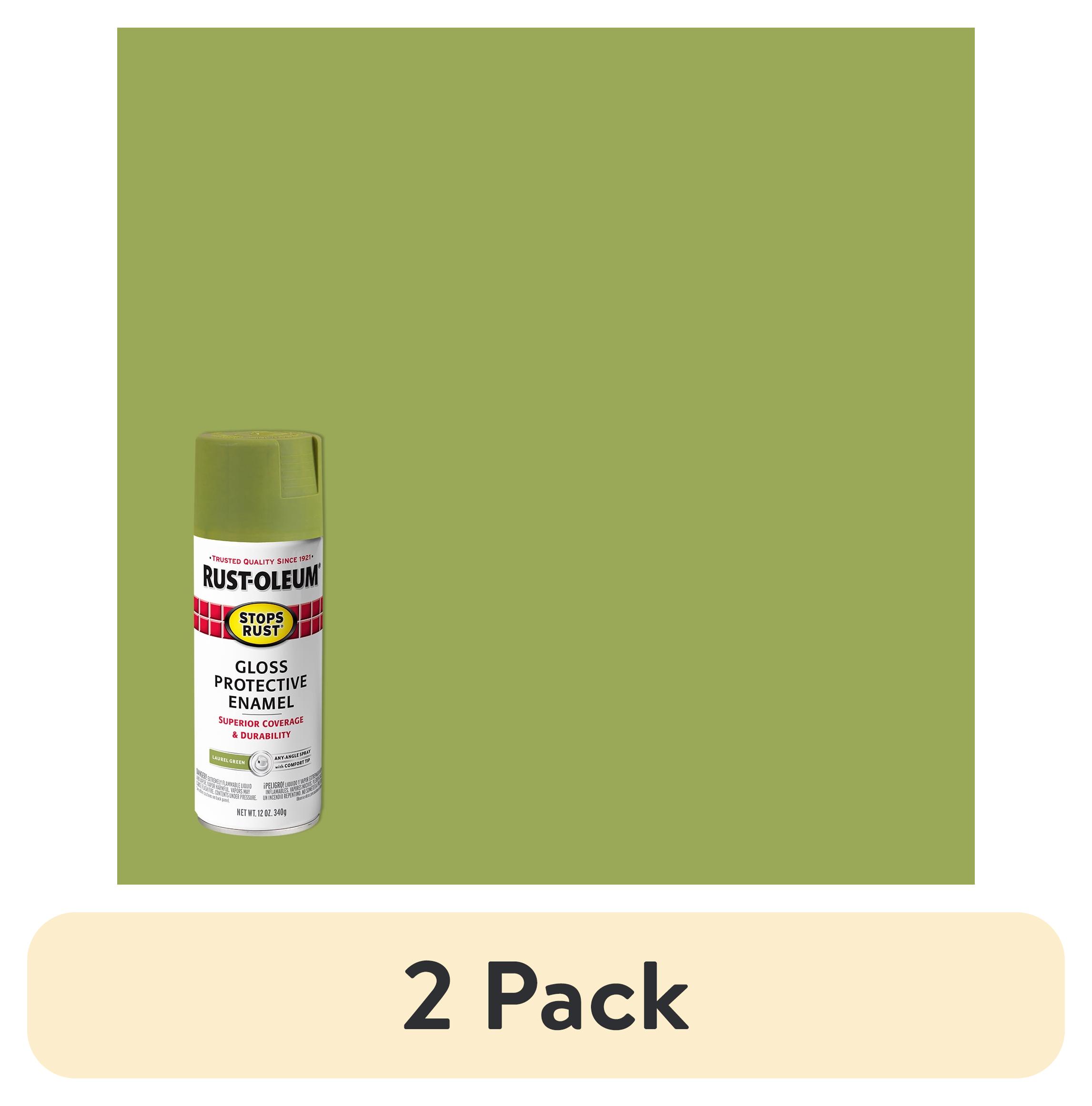 (2 pack) Laurel Green, Rust-Oleum Stops Rust Gloss Protective Enamel Spray Paint-365146, 12 oz